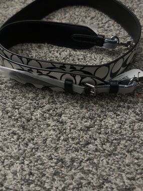 Coach Signature Canvas Adjustable Strap in White and Black